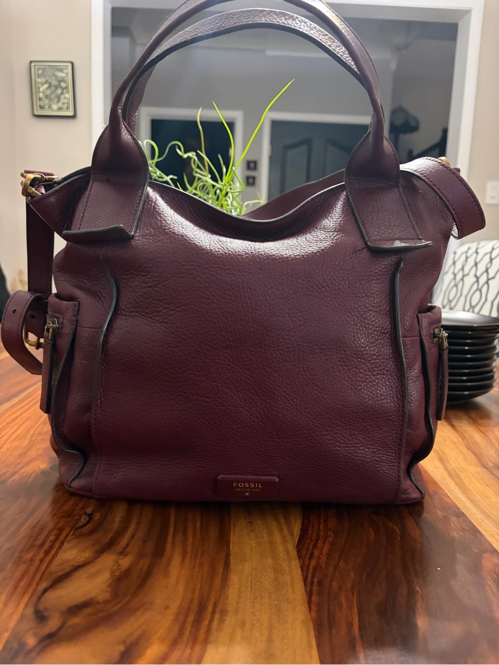 Fossil Women's Burgundy Leather Tote